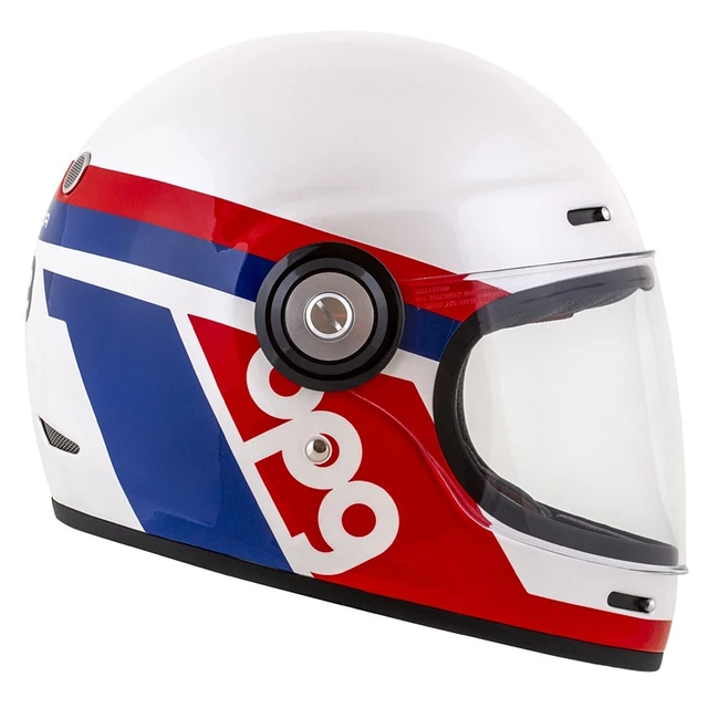 Motorcycle Helmet Cassida Fibre OPG White/Blue/Red