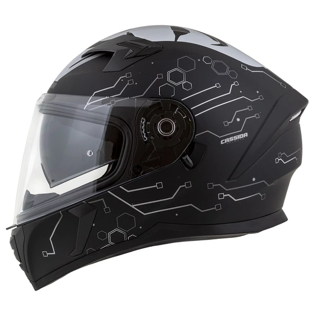 Motorcycle Helmet Cassida Integral 3.0 Hack Vision Matte Black/Gray/Reflective Silver