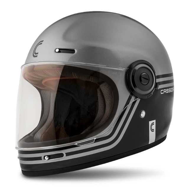 Cassida Fiber Super Hooligan Motorradhelm Schwarz/Metallic Grau