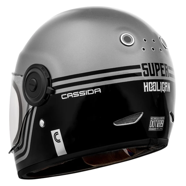 Cassida Fiber Super Hooligan Motorradhelm Schwarz/Metallic Grau