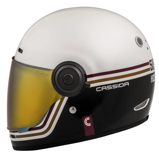 Motorcycle Helmet Cassida Fibre Super Hooligan Carat Pearl White/Black/Red/Gold