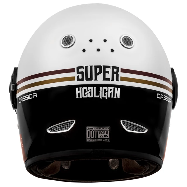 Moto prilba Cassida Fibre Super Hooligan Carat biela perleť/čierna/červená/zlatá