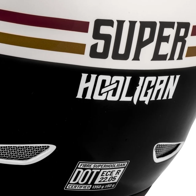 Motorcycle Helmet Cassida Fibre Super Hooligan Carat Pearl White/Black/Red/Gold