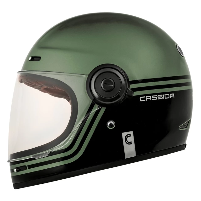 Cassida Fiber Super Hooligan Motorradhelm Schwarz/Metallic Grün/Grau