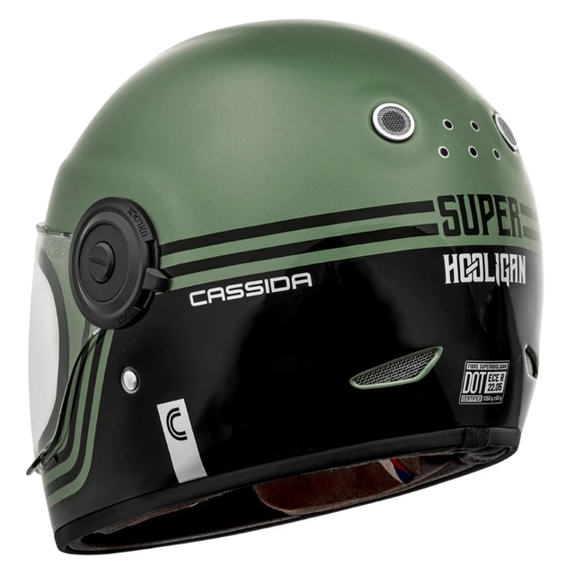 Cassida Fiber Super Hooligan Motorradhelm Schwarz/Metallic Grün/Grau