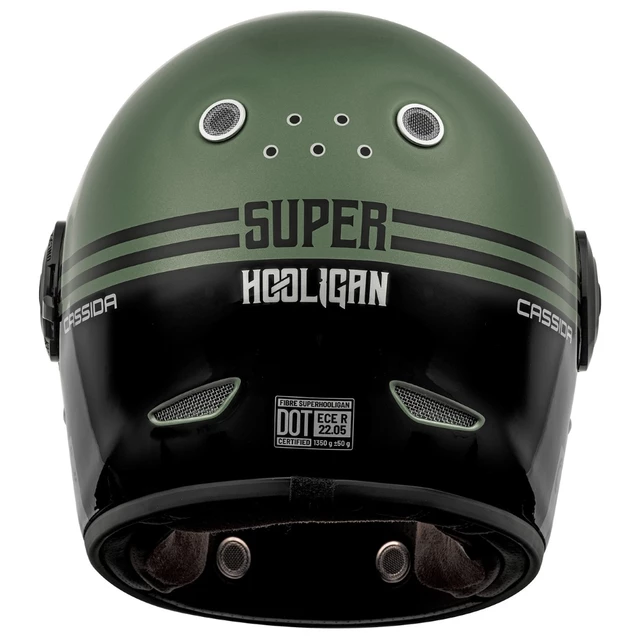 Cassida Fiber Super Hooligan Motorradhelm Schwarz/Metallic Grün/Grau