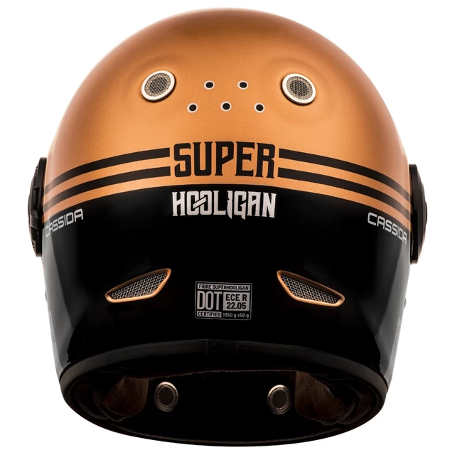 Moto přilba Cassida Fibre Super Hooligan černá/metalická měděná/šedá