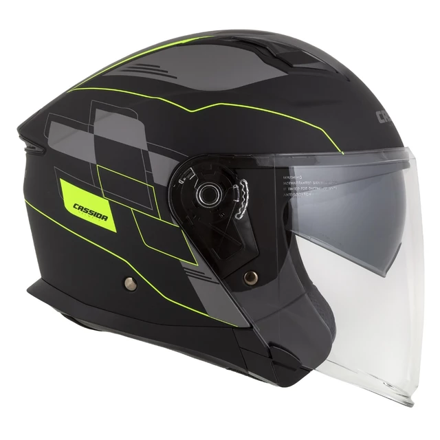 Cassida Jet Tech RoxoR Motorradhelm schwarz matt/fluo gelb/grau