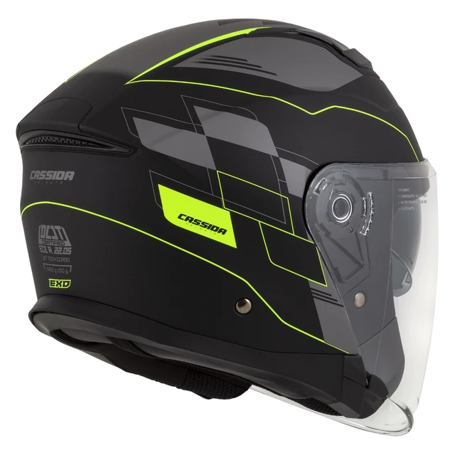 Motorcycle Helmet Cassida Jet Tech RoxoR Matte Black/Fluo Yellow/Gray