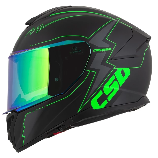 Moto prilba Cassida Integral GT 2.1 Flash čierna matná/zelená fluo/tmavo šedá