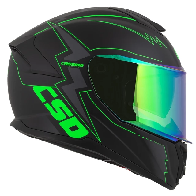 Motorcycle Helmet Cassida Integral GT 2.1 Flash Matte Black/Fluo Green/Dark Gray