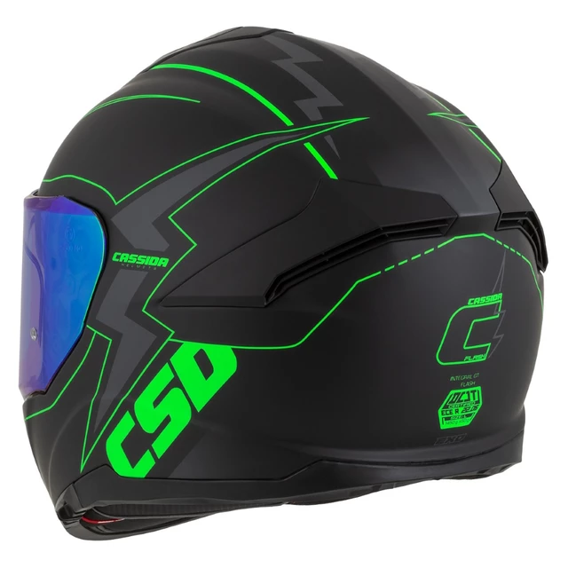 Moto prilba Cassida Integral GT 2.1 Flash čierna matná/zelená fluo/tmavo šedá