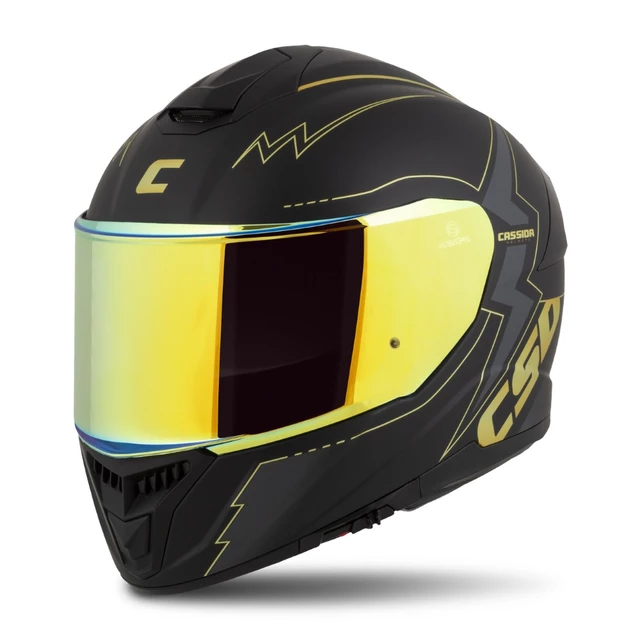 Motorradhelm Cassida Integral GT 2.1 Flash Schwarz Matt/Metallic Gold/Dunkelgrau