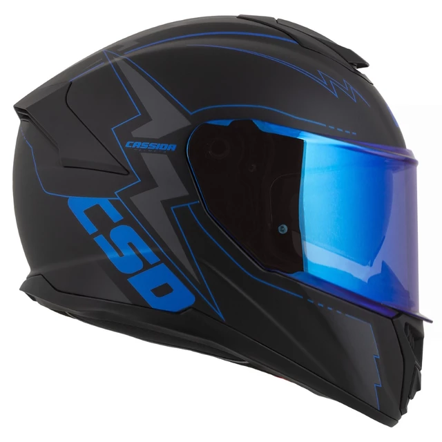 Motorcycle Helmet Cassida Integral GT 2.1 Flash Matte Black/Metallic Blue/Dark Gray