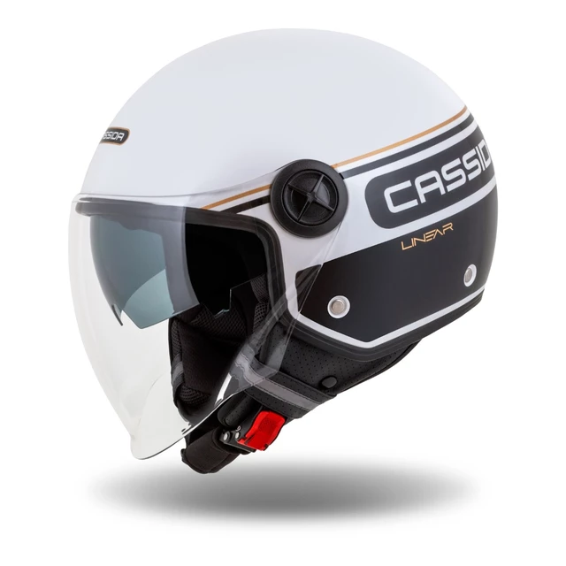 Motorcycle Helmet Cassida Handy Plus Linear Pearl White/Black/Gold