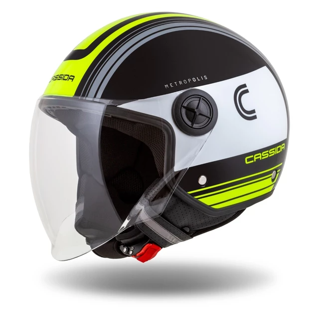 Cassida Handy Metropolis Motorradhelm schwarz/weiß/fluo gelb/grau