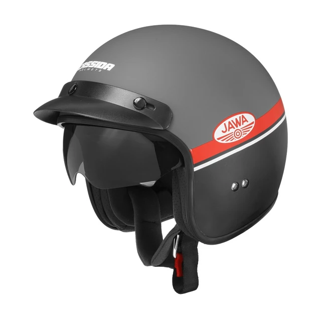 Motorradhelm Cassida Oxygen Jawa OHC 2023 grau matt/rot/schwarz/weiß