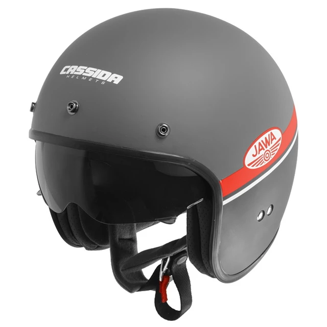 Motorradhelm Cassida Oxygen Jawa OHC 2023 grau matt/rot/schwarz/weiß