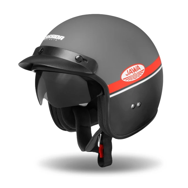 Motorradhelm Cassida Oxygen Jawa OHC 2023 grau matt/rot/schwarz/weiß