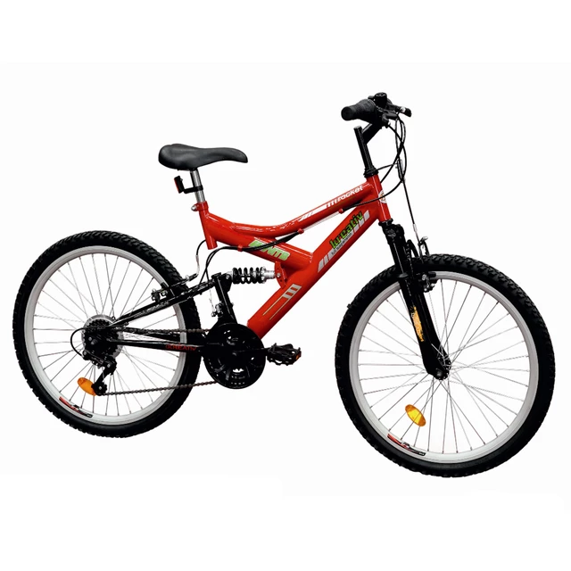 Celoodpružený juniorský bicykel DHS 2441 Rocker - model 2012 - čierno-červená