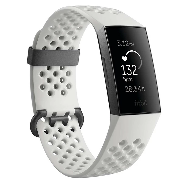 Fitbit Charge 3 Graphite/White Silicone Fitness-Armband