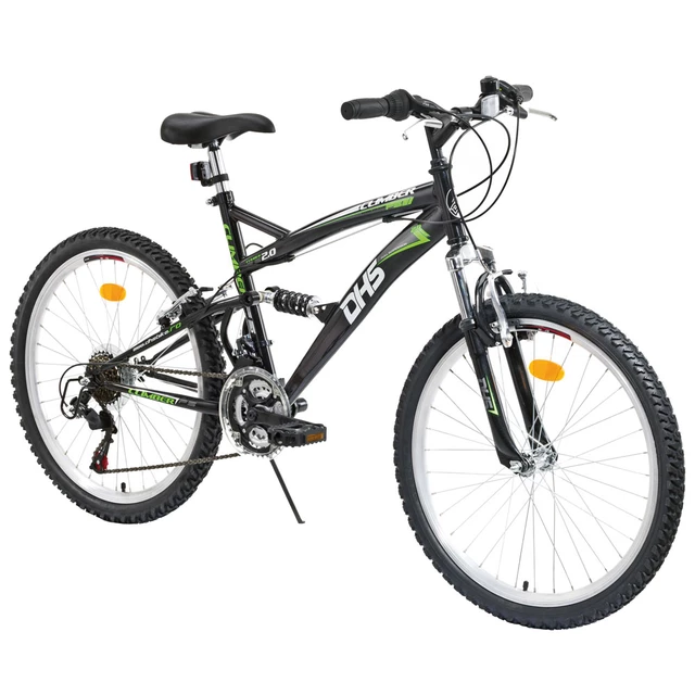 Celoodpružený juniorský bicykel DHS Climber 2642 26" - model 2013 - čierno-zelená