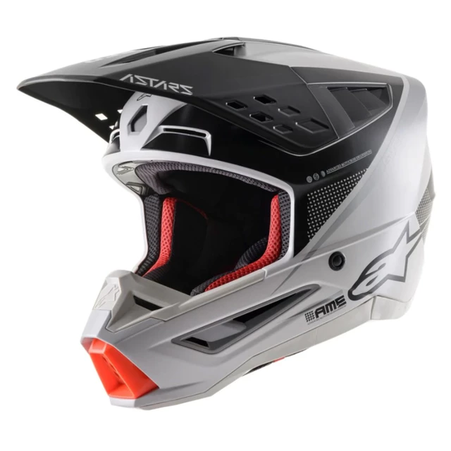 Motorcycle Helmet Alpinestars S-M5 Rayon Light Gray/Black/Silver/Matte/Orange 2022