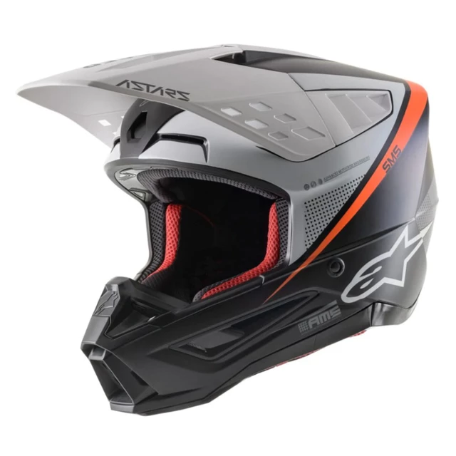 Motorcycle Helmet Alpinestars S-M5 Rayon Black/White/Orange Fluo/Matte 2022