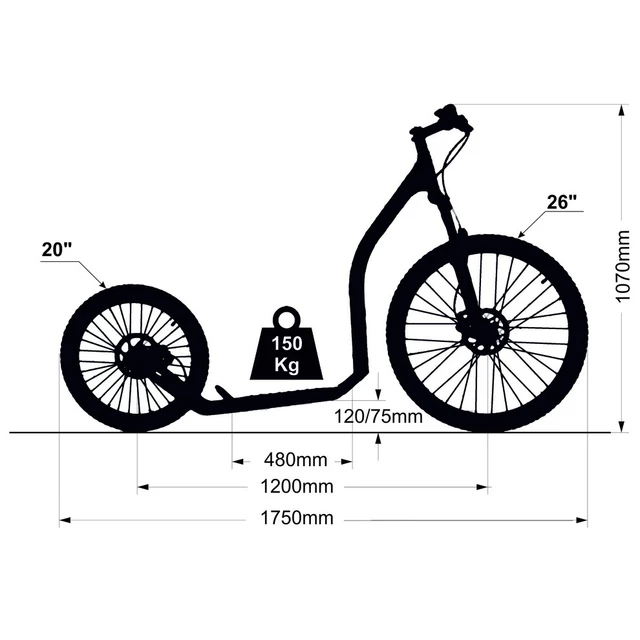 Koloběžka Crussis Cross 6.2 žluto-černá 26/20"