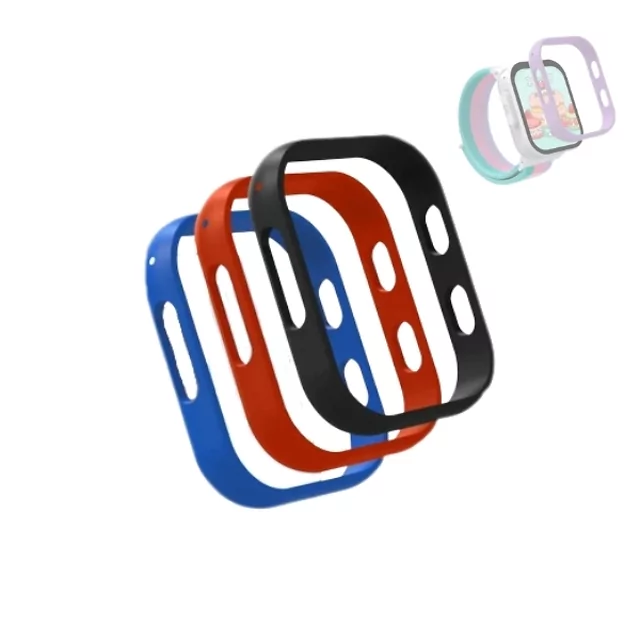 Náhradní silikonové rámečky pro chytré hodinky inSPORTline Cubbio 3ks - růžovo-zeleno-fialová - černo-modro-oranžová