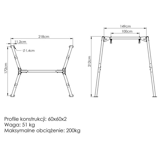 Egyszemélyes hinta csapágyakon, széles kivitelben - PREMIUM MO-015 Marbo Sport