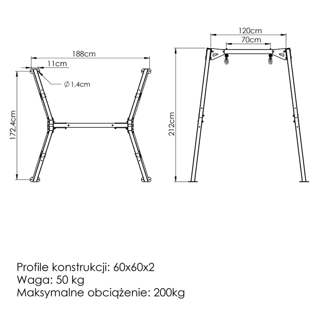 Egyszemélyes hinta keret tárolóval PREMIUM MO-012 - Marbo Sport