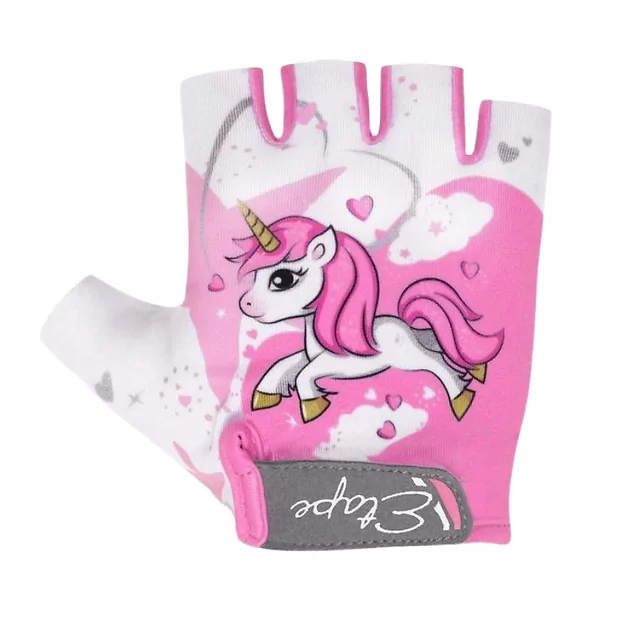 Dětské cyklo rukavice Etape Tiny - růžová/mint (květy) - bílá/růžová (jednorožec)