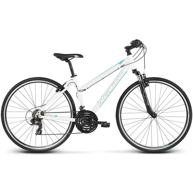 Dámsky crossový bicykel Kross Evado 1.0 28" - model 2021 - grafitová/malinová - bielo-tyrkysová