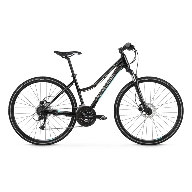 Dámsky crossový bicykel Kross Evado 5.0 28" - model 2021 - čierno-tyrkysová - čierno-tyrkysová