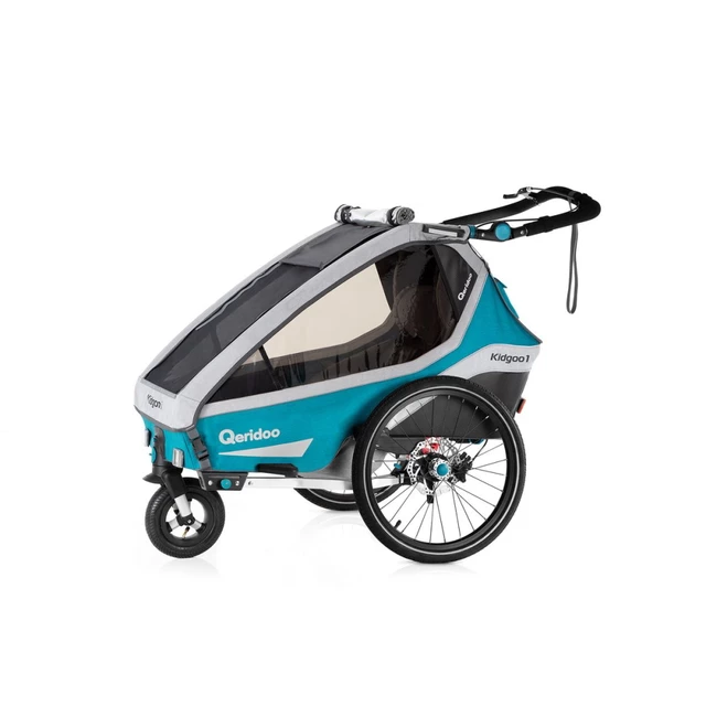 Qeridoo KidGoo 1 Sport Multifunktionaler Fahrrad-Kinderwagen - Anthracite Grey - Petrol Blau