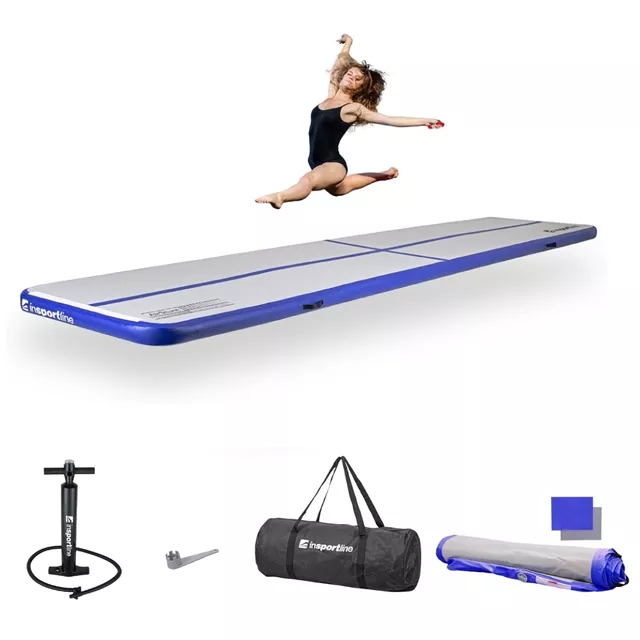 Inflatable Exercise Mat inSPORTline Airstunt 500 x 100 x 10 cm White w/ Hand Pump
