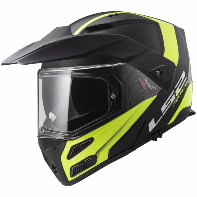 Flip-Up Motorcycle Helmet LS2 FF324 Metro Rapid Matt Black Yellow P/J