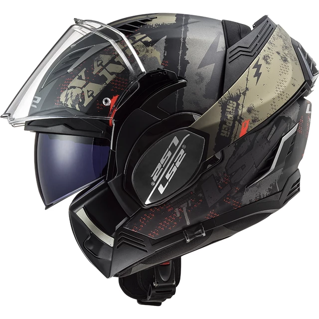 Flip-Up Motorcycle Helmet LS2 FF900 Valiant II Gripper P/J - Matt Titanium