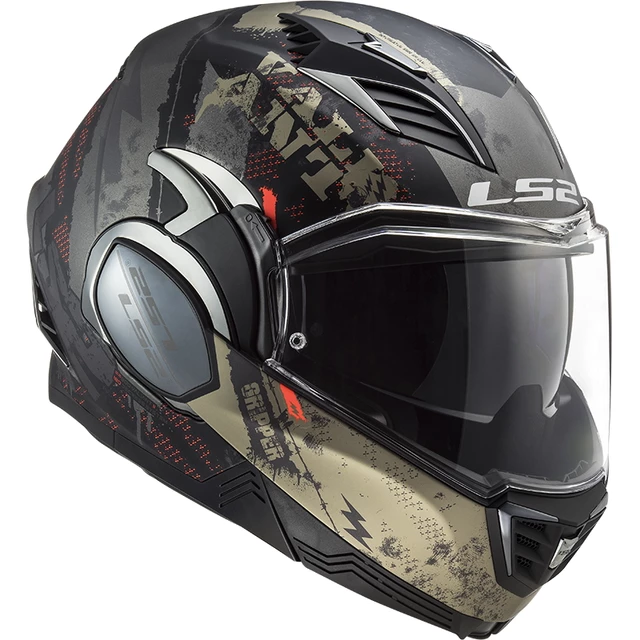 Flip-Up Motorcycle Helmet LS2 FF900 Valiant II Gripper P/J - Matt Titanium