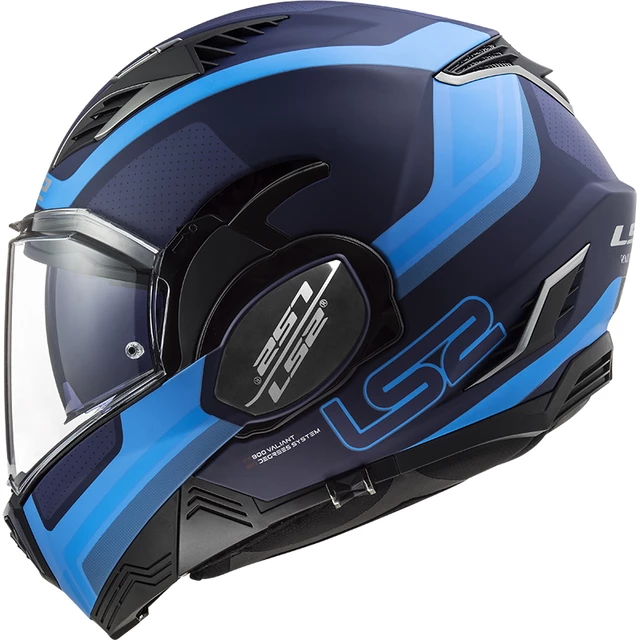 Flip-Up Motorcycle Helmet LS2 FF900 Valiant II Orbit P/J - Matt Blue