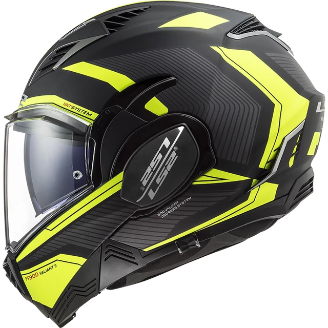 Flip-Up Motorcycle Helmet LS2 FF900 Valiant II Revo P/J - Matt Titanium Fluo Orange