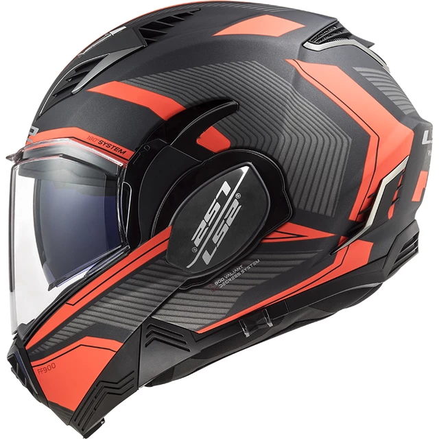 Flip-Up Motorcycle Helmet LS2 FF900 Valiant II Revo P/J - Matt Titanium Fluo Orange