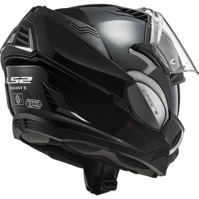 Flip-Up Motorcycle Helmet LS2 FF900 Valiant II Solid P/J - Gloss Black