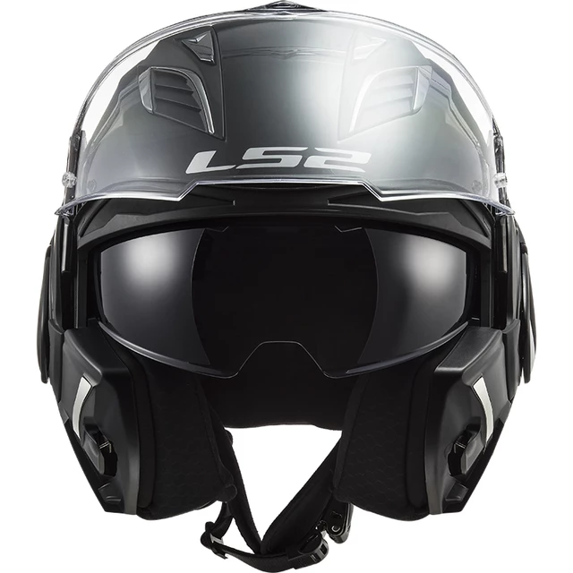 Flip-Up Motorcycle Helmet LS2 FF900 Valiant II Solid P/J - Gloss Black