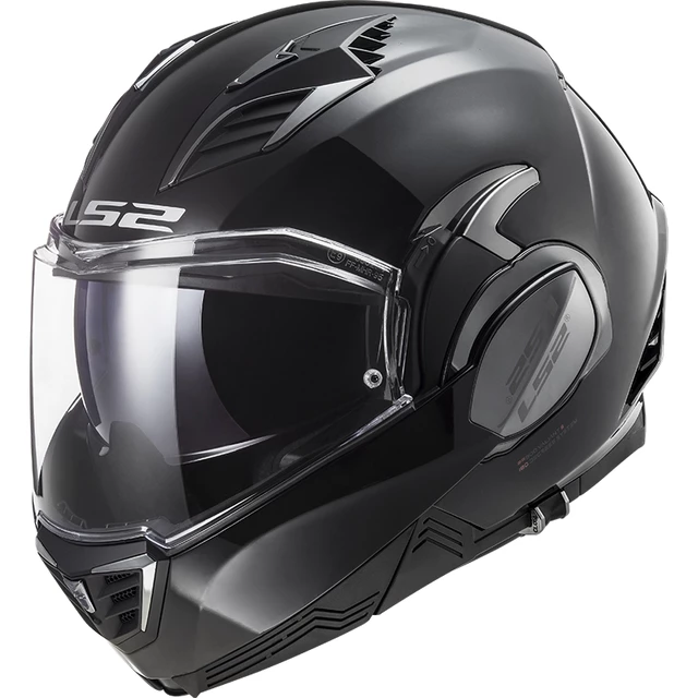 Flip-Up Motorcycle Helmet LS2 FF900 Valiant II Solid P/J - Gloss Black - Gloss Black