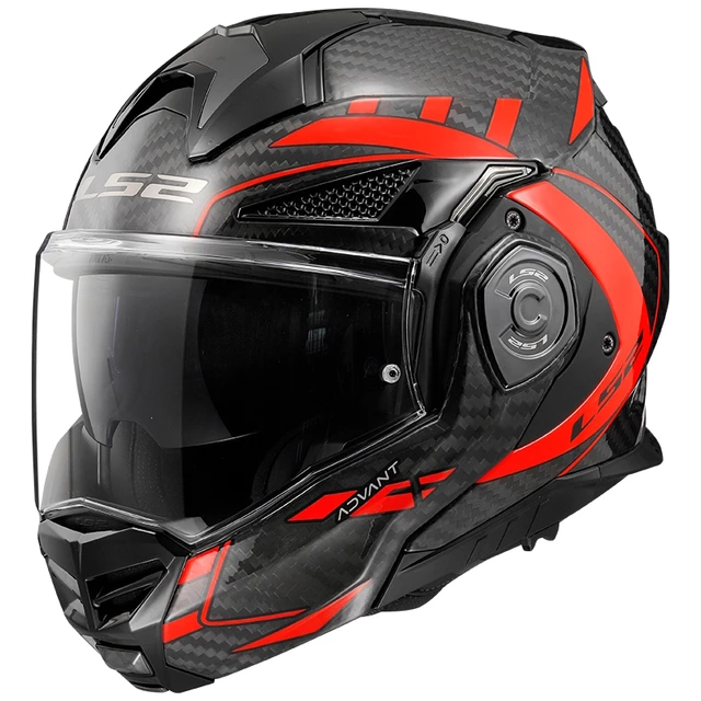 Flip-Up Motorcycle Helmet LS2 FF901 Advant X Carbon Future Glossy Red P/J