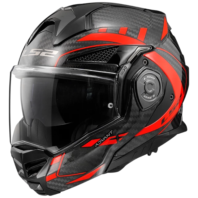 Flip-Up Motorcycle Helmet LS2 FF901 Advant X Carbon Future Glossy Red P/J