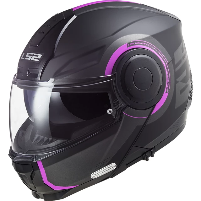 Flip-Up Motorcycle Helmet LS2 FF902 Scope Arch - Matt Titanium Pink