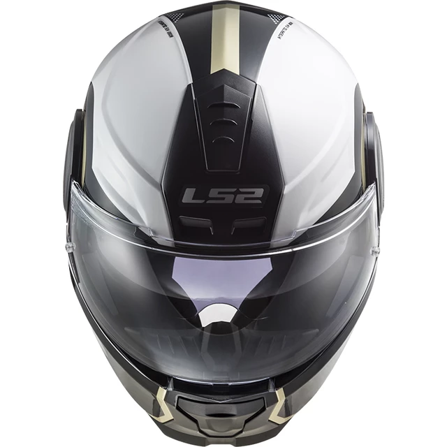 Flip-Up Motorcycle Helmet LS2 FF902 Scope Arch - Gloss White Titanium